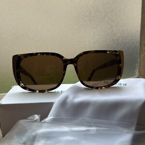 Bertha Natalia Polarized Sunglasses NIB Brown Gold Tortoiseshell Gold Accents